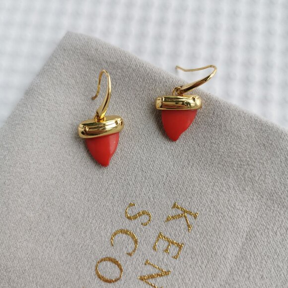 Kendra Scott Gold Red Mother-Of-Pearl Oleana Drop Earrings NEW - Picture 1 of 3